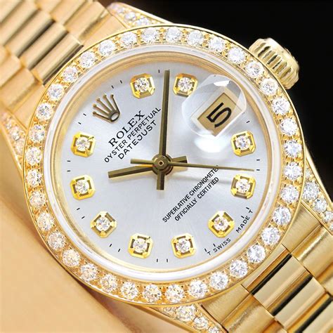 rolex datejust gold with diamonds|rolex datejust with diamond bezel.